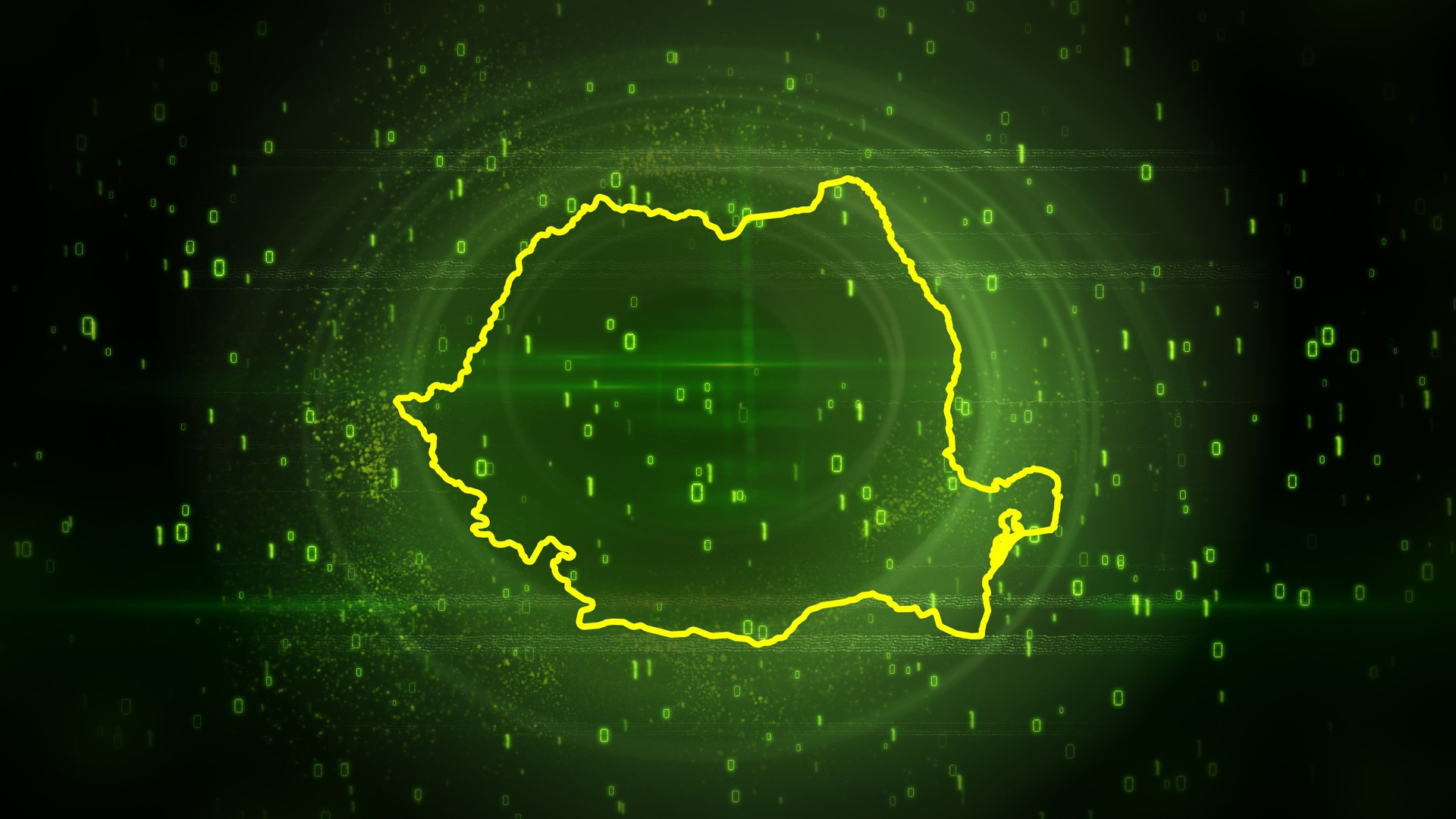 Romania Map on Digital Background